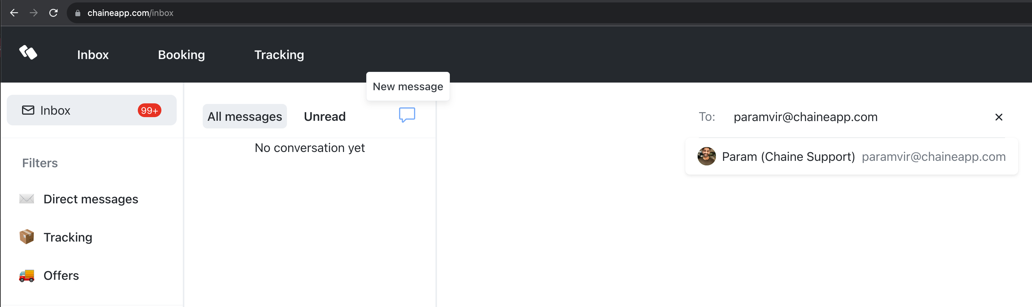 new direct message chaine