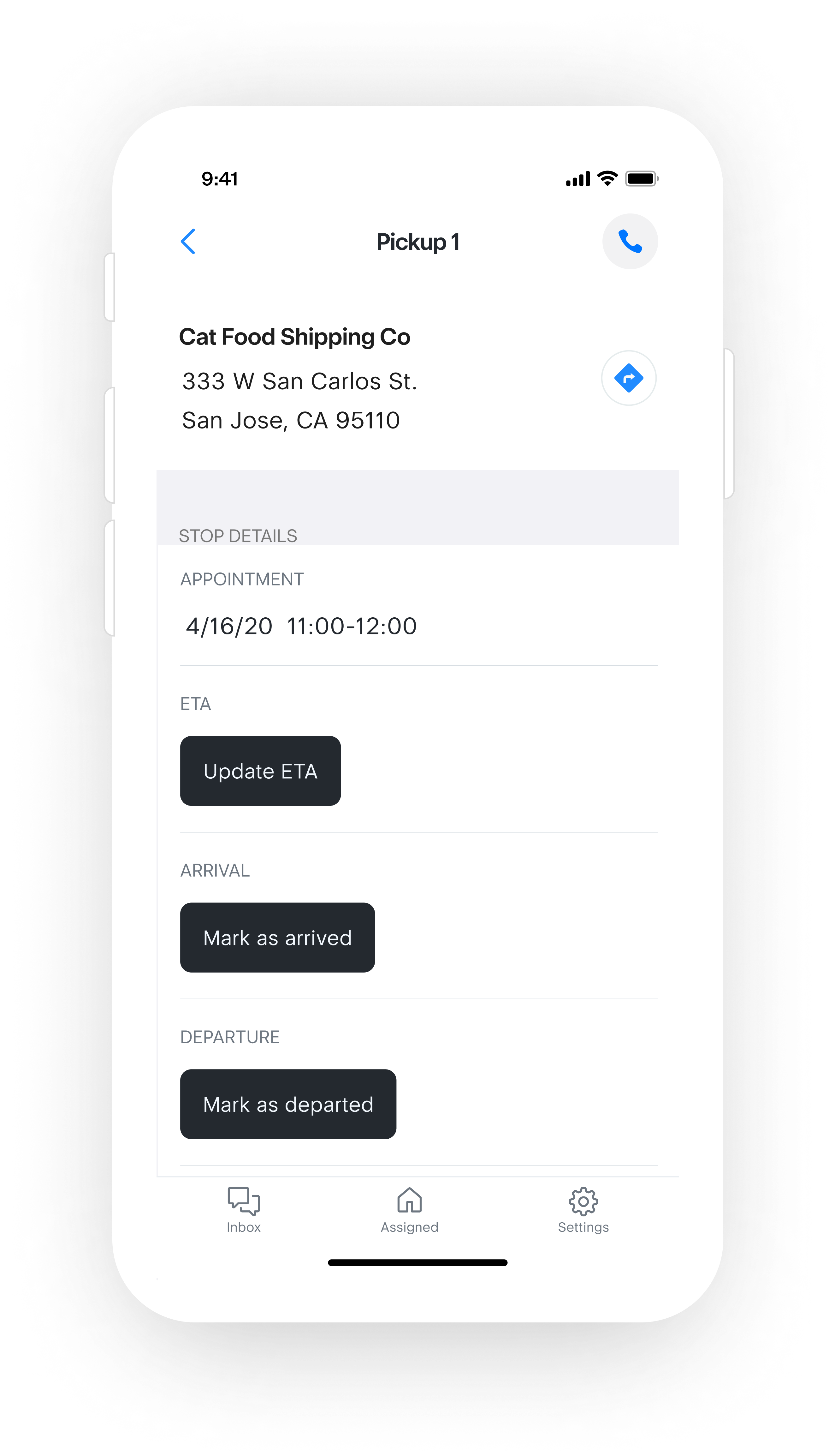 tracking app stop details